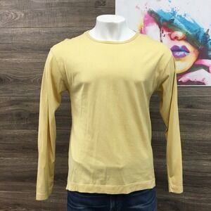 Knickerbocker NYC Mens Long Sleeve Cotton T-Shirt Yellow Size L Made in Portugal